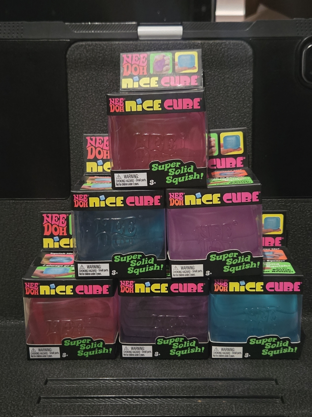 Nee Doh Nice Cube Squishy Stress Toy - Pink, Blue, Purple